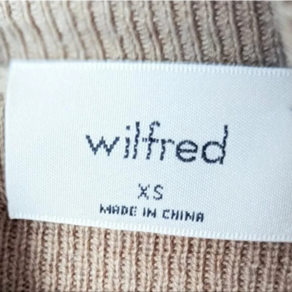 WILFRED Rebecca Sweater Wool Light Brown Cropped Turtleneck XS Aritzia - Picture 10 of 11